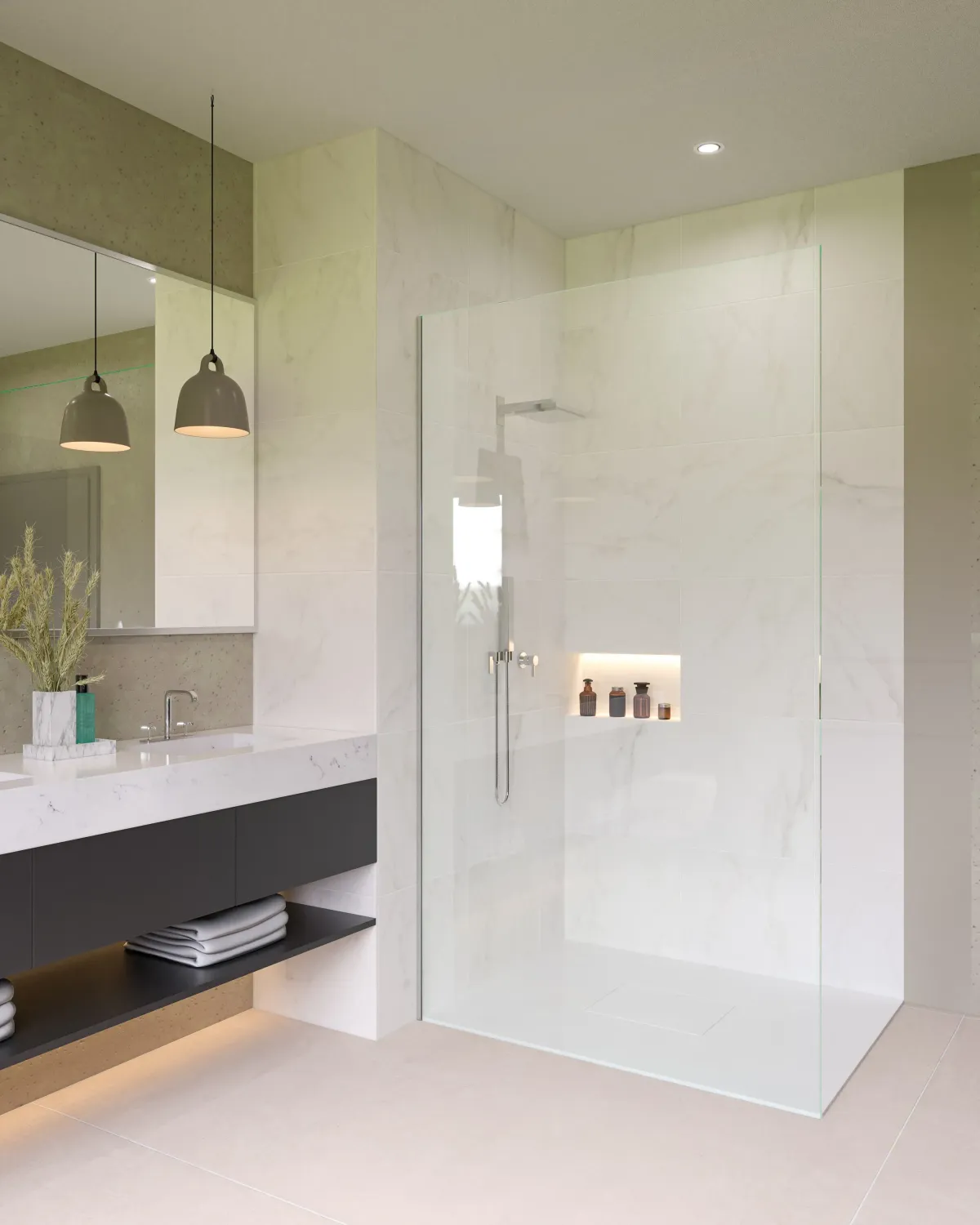 frameless glass shower screen in west end bathroom