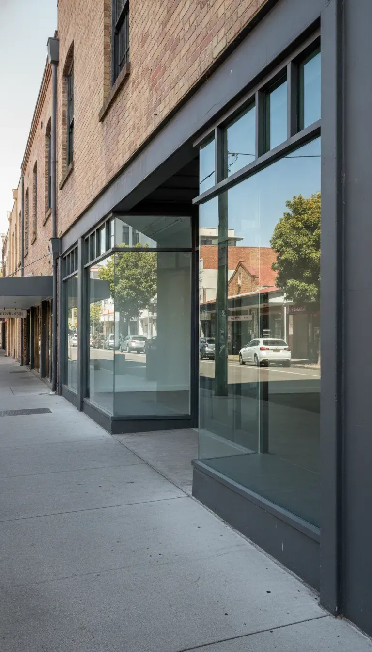 Shopfront glass replacement west end using toughened or laminated safety glass for fast commercial repairs and security.
